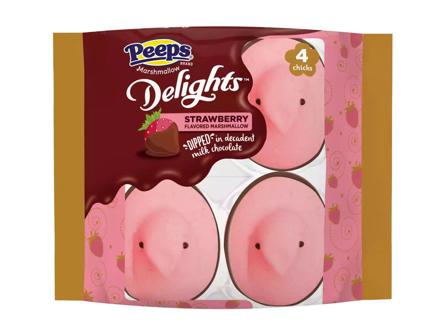 Peeps International Delights Strawberry Dipped 4 Chicks
