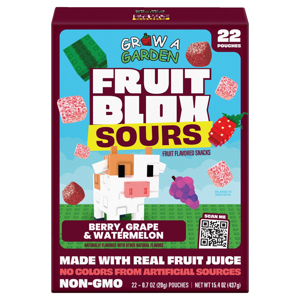 Fruitblox Sours Berry, Grape & Watermelon 22 Pouches