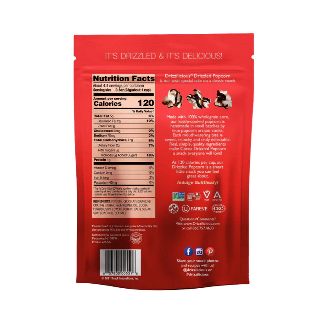 Drizzilicious Chocolate Drizzled Popcorn (3.6oz) - Central Sweet Supply