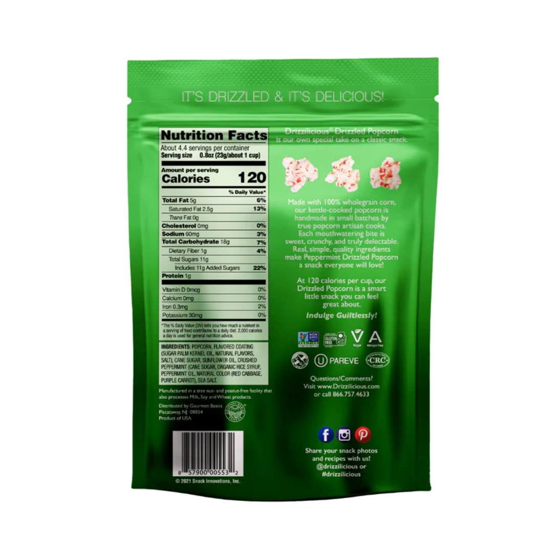 Drizzilicious Peppermint Drizzled Popcorn (3.6oz) - Central Sweet Supply
