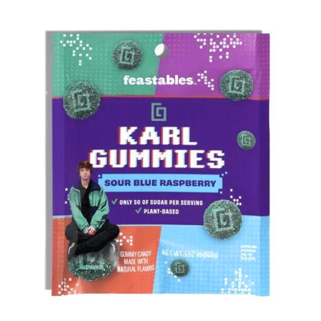 Mr Beast Feastables Karl Gummies Sour Blue Raspberry (100g) - Central Sweet Supply