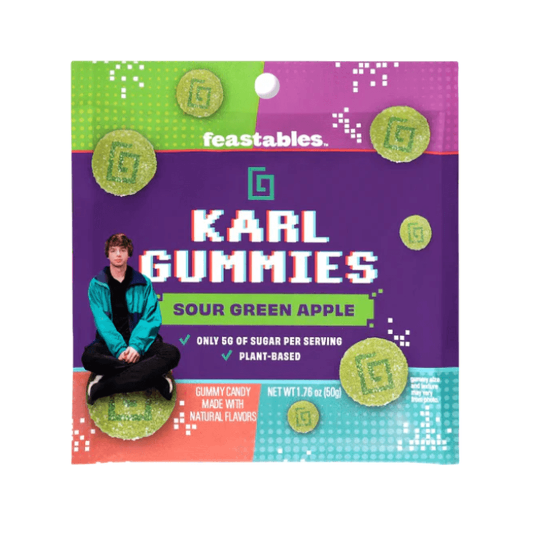 Mr Beast Feastables Karl Gummies Sour Green Apple (50g) - Central Sweet Supply