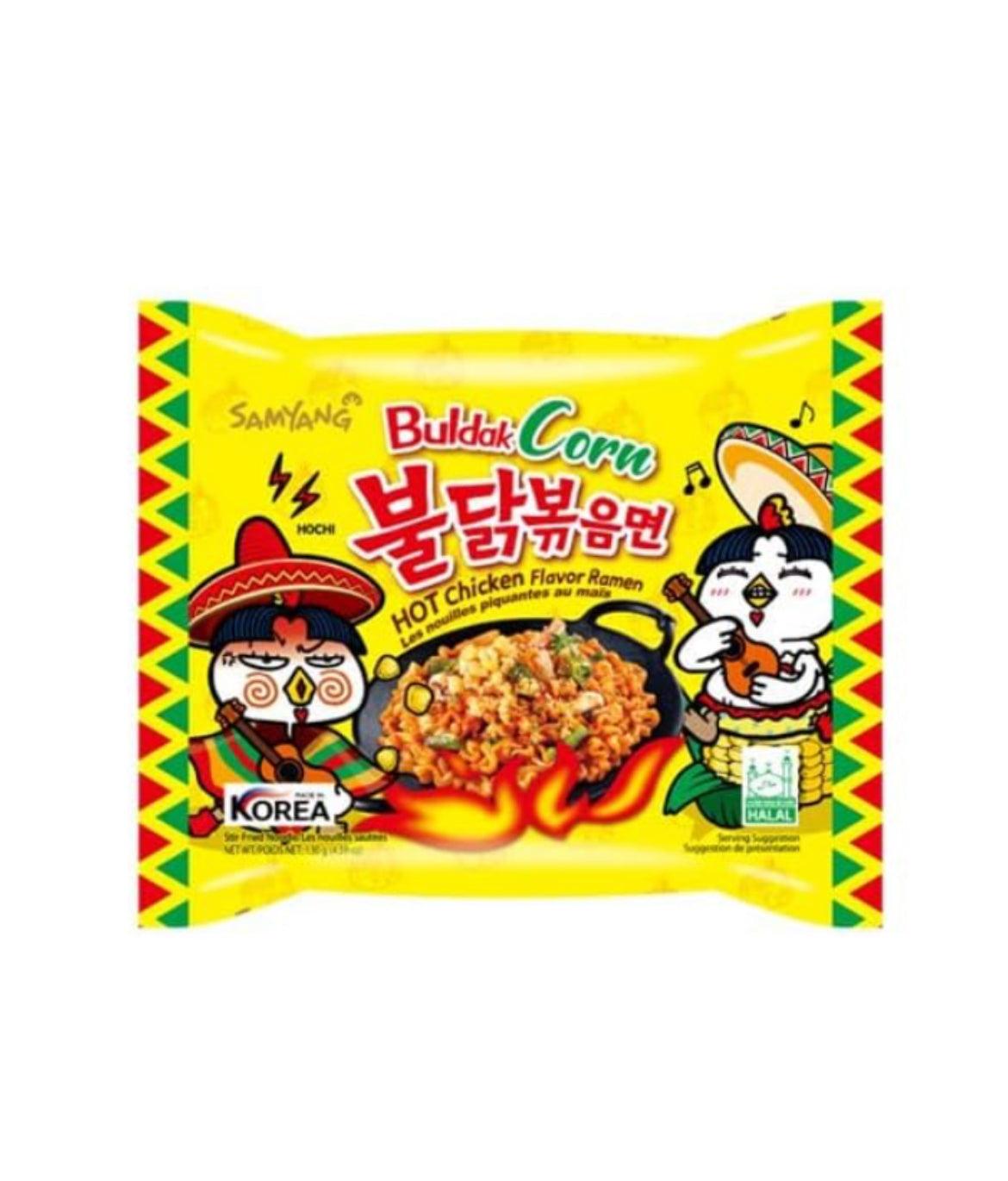 Samyang Buldak Corn Flavour Ramen Noodles (130g) (Halal) - Central Sweet Supply