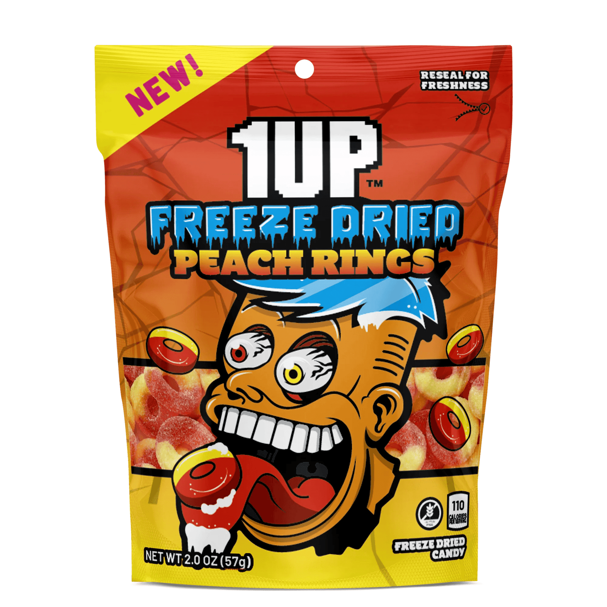 1UP Freeze Dried Peach Rings (57g) - Central Sweet Supply