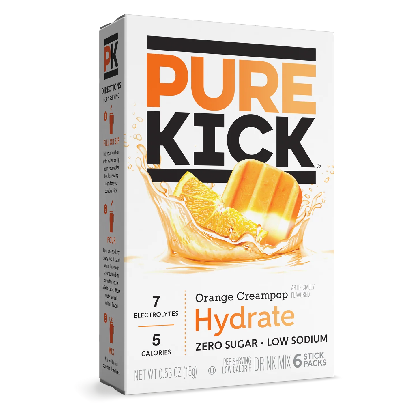 Pure Kick Orange Creampop Drink Mix 6ct