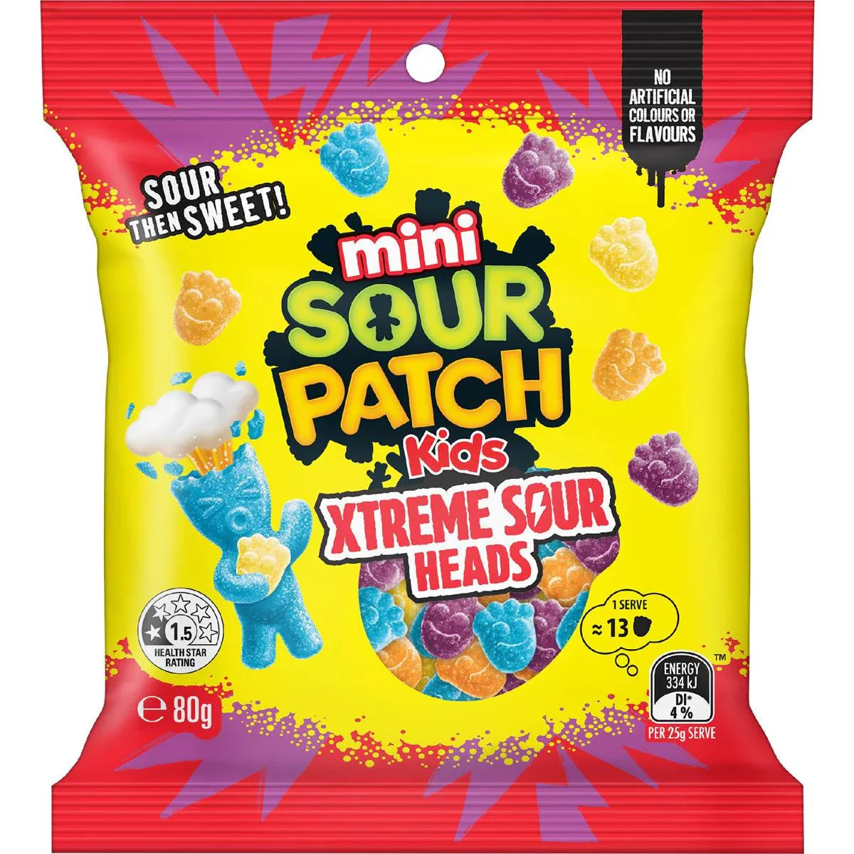 Mini Sour Patch Kids Xtreme Sour Heads (Australia) 80g