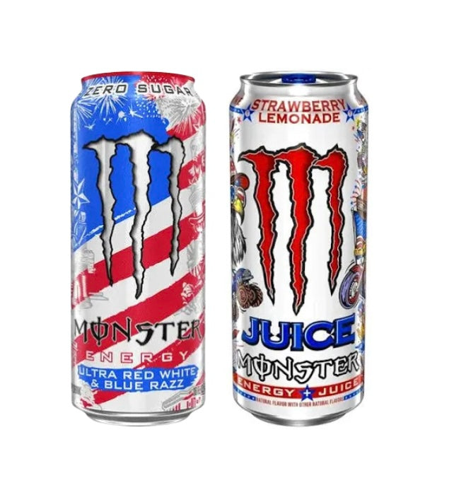 Monster Ultra Red White & Razz/ Strawberry Lemonade Bundle 2 x 473ml