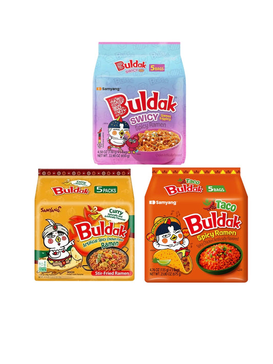 Samyang Buldak New Release Bundle - Curry, Taco & Swicy 5 Pack x 3