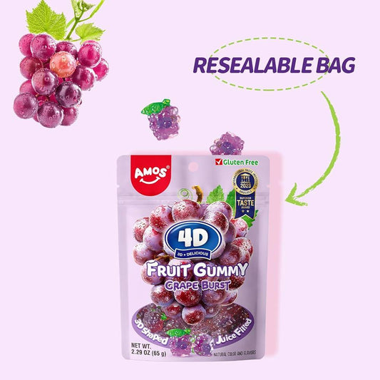 Amos 4D Gummy Grape Burst (65g) - Central Sweet Supply