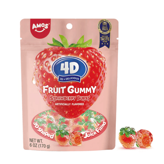 Amos 4D Gummy Strawberry Burst (170g) - Central Sweet Supply