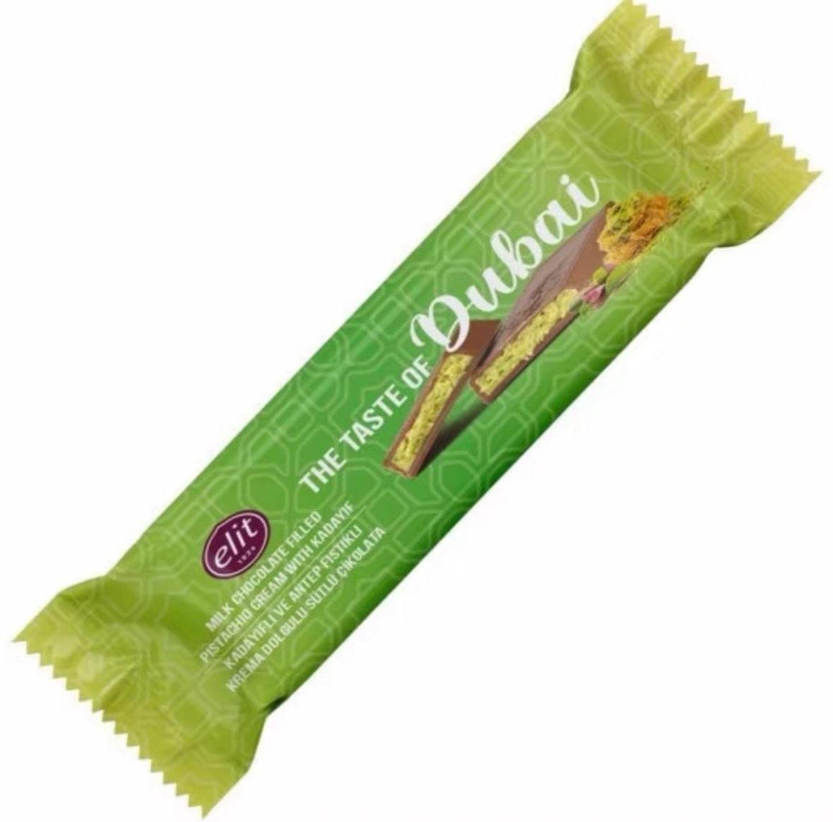 Elit Dubai Pistachio Kunafa Chocolate Bar (30g) - Central Sweet Supply