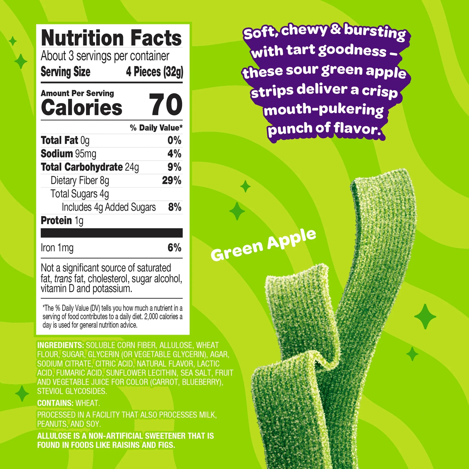 Joyride Sour Green Apple Strips (3.5oz) - Central Sweet Supply