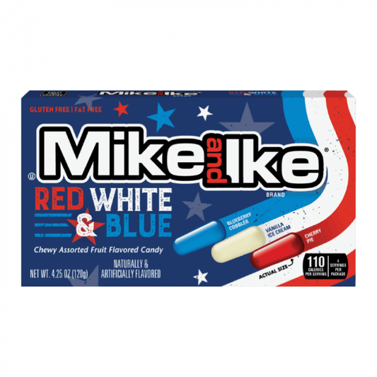 Mike & Ike Red, White and Blue Theatre Box (120g) - Central Sweet Supply