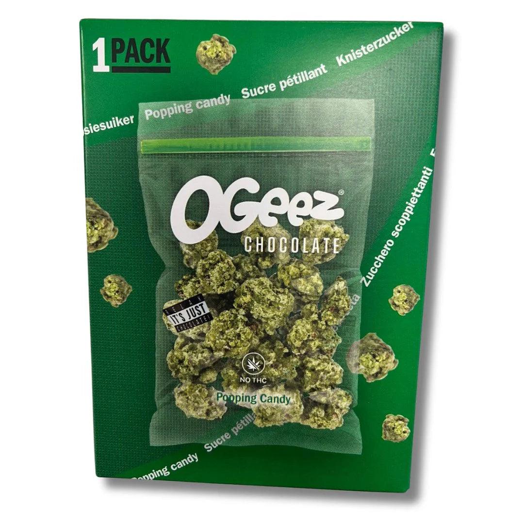 Ogeez Krunch Popping Candy Flavour Canabis Shaped Chocolate (35g) - Central Sweet Supply