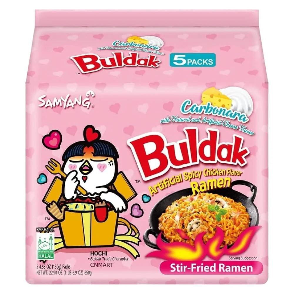 Samyang Buldak Hot Chicken Carbonara Ramen Noodles (130g) (5 Pack) - Central Sweet Supply