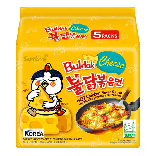 Samyang Buldak Hot Chicken Cheese Ramen Noodles (130g) (5 Pack) - Central Sweet Supply