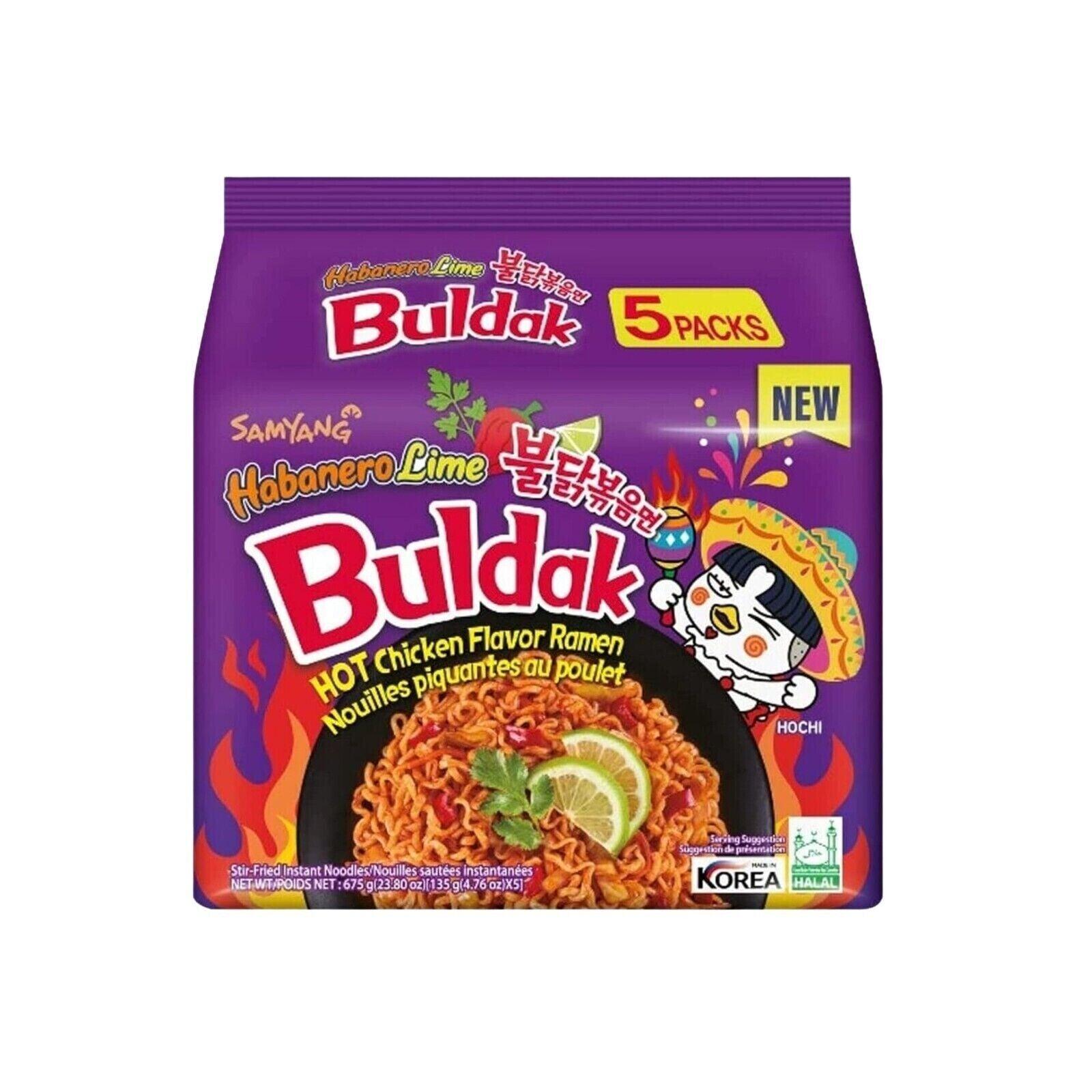 Samyang Buldak Hot Chicken Habanero Lime Ramen Noodles (135g) (5 Pack) - Central Sweet Supply