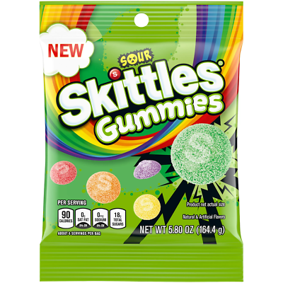 Skittles Gummies Sour Peg Bag (5.8oz) - Central Sweet Supply