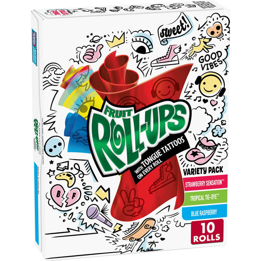 Variety Flavours with Tongue Tattoo Fruit Roll Ups Betty Crocker (Full Box of 10) - Central Sweet Supply